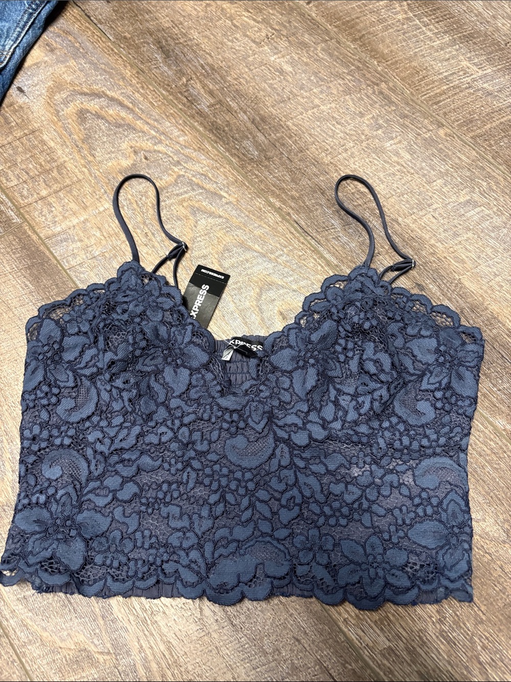 Express Navy Floral Lace Bralette